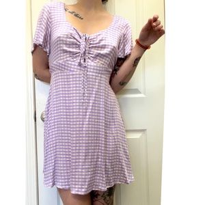Light purple lavender gingham checkered pattern dress
